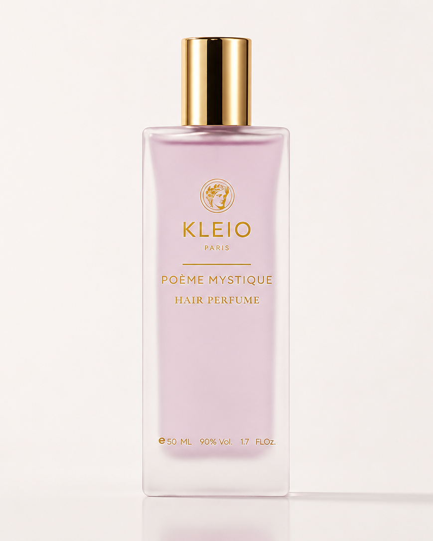 Poème Mystique Hair Perfume 50 ml frosted lilac bottle with a gold cap
