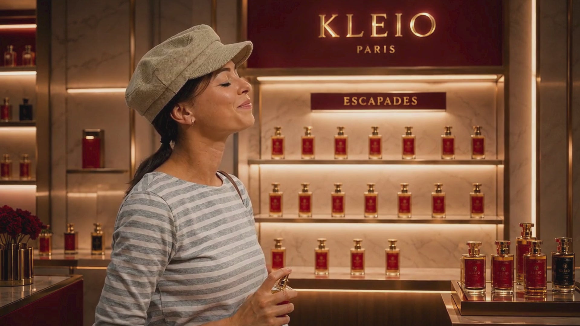 KLEIO Paris Love Collection brand film with perfume bottles in coloured light and instrumental theme music
